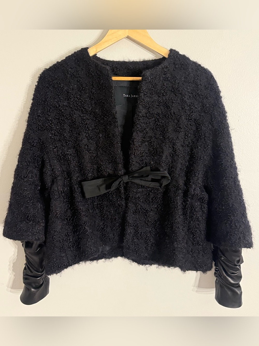 Tara Jarmon Black Bouclé Tie-Front Jacket